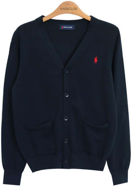 라파클럽 남녀공용 니트 가디건 면 100% 긴팔 스웨터