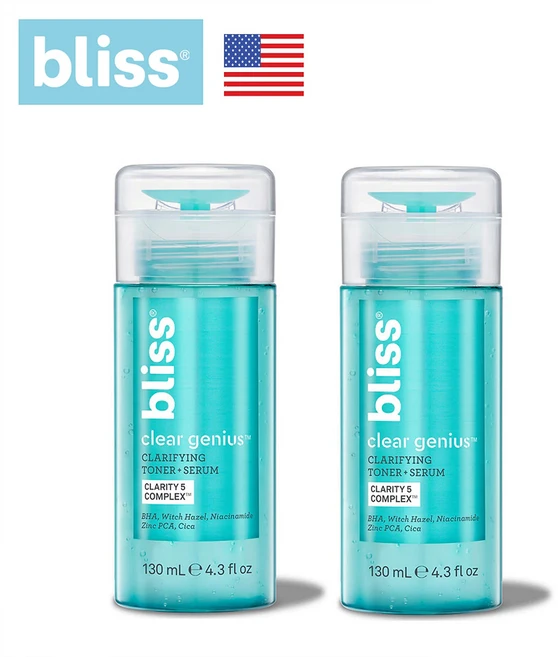 Bliss 블리스 클리어 지니어스 BHA 클래리파잉 토너 세럼 130mL 2개 미국직구, 1개 - 쿠팡