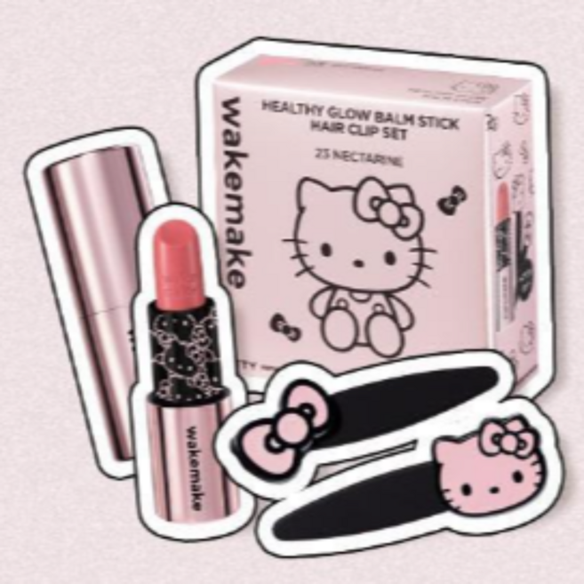 웨이크메이크 헬시 글로우 밤 스틱 헬로키티 블랙에디션 24 슬릭 누드 (글로우 기획 헤어핀), 24 슬릭누드(키티헤어핀 기획), 1개