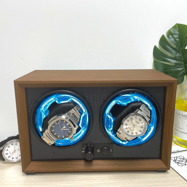 제로쿨 LED 불빛 워치와인더 2구 오토매틱 시계 보관