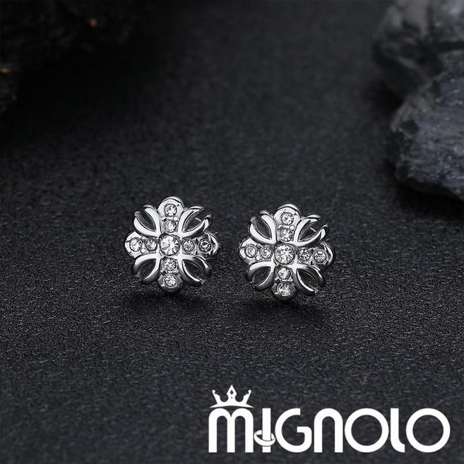 MIGNOLO 鳶尾花耳釘 鈦鋼耳環 水鑽耳環 男女適用 個性時尚耳飾