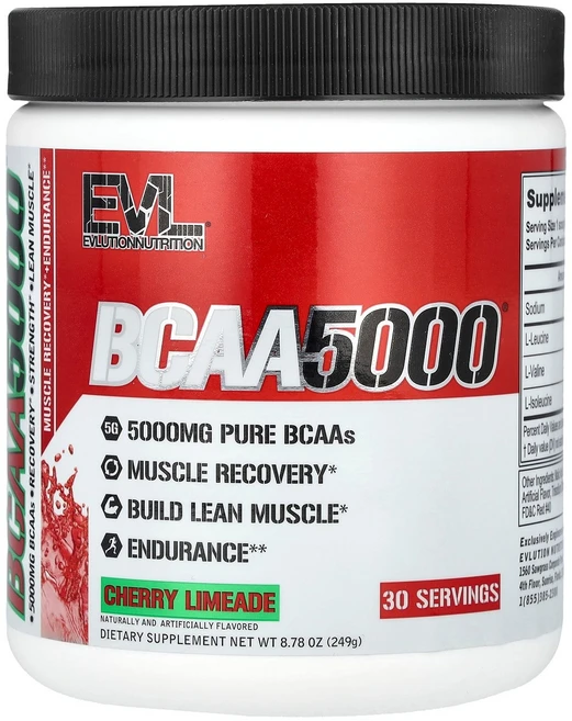 EV루션뉴트리션 아미노산 BCAA5000 체리 라임에이드 8.78온스(249g), 1개, 249g - 쿠팡