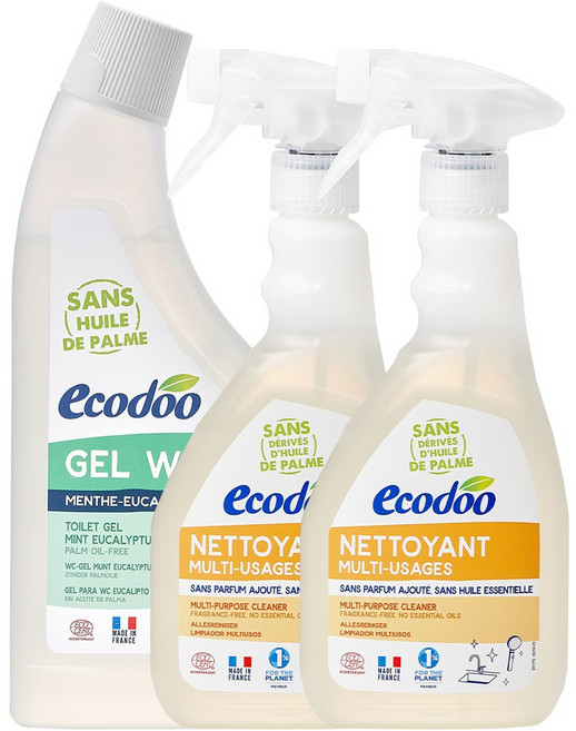 에코두 프랑스 욕실세정제 무향 500ml 2개 + 변기세정제 민트향 750ml 1개, 1세트, 1.75L