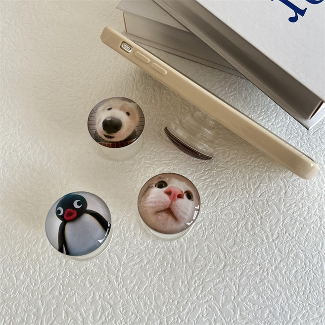 스마트폰 핸드폰 그립 휴대폰 거치대 강아지 핑구 밈 폰 핑거 스트랩 핸드폰 악세사리 손잡이, 고양이