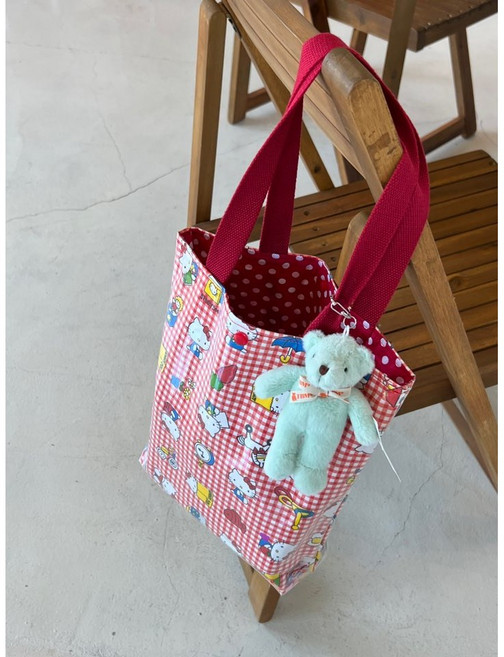 헬로키티 체크 도트 방수 토트백 에코백