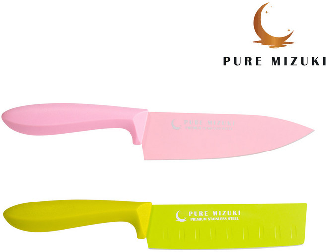 퓨어미즈키 국민 이유식칼 주방칼 모음, 1개, 핑크 셰프 + 그린 나키리