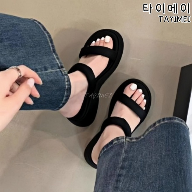 타이메이 슬리퍼 여성 여름 외장 키높이 샌들 패션 두꺼운 바닥에 치마 하이힐 시원한 슬리퍼