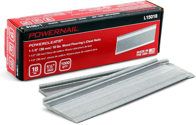 파워 네일 L12518 18 게이지 1/1/4 인치 길이 바닥재 L-클릿 (1000ct 박스), 1-1/2 Inch Length (1000ct box), 1개