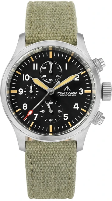 스마트 기상 Militado ML1868KF V2 VK67 쿼츠 크로노 그래프 시계 스테인레스 스틸 케이스 3 다이얼 방수 1, 08 GRA No Date Logo