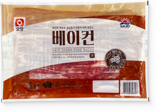 [먹고사는이야기] 사조오양 베이컨 대 1kg 삼겹부위 29cm, 2개