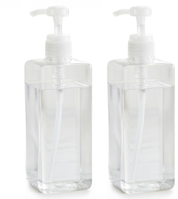 잇어스홈 클리어 사각 세제 디스펜서 650ml, 2개, 투명