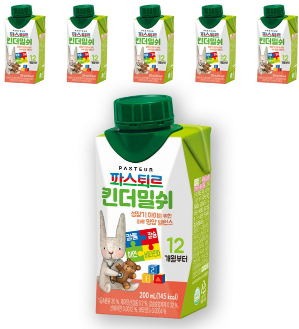 파스퇴르 킨더밀쉬 액상분유 1단계 200ml, 5개