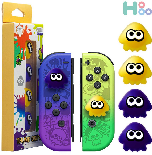 닌텐도 스위치 OLED 라이트 조이콘 스틱 커버 케이스 스플래툰 S1, 네온그린&네온퍼플, 1개