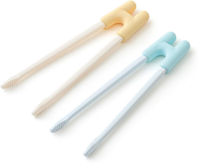 탁가온 유아 2단계 교정젓가락, 1세트, 옐로우/민트