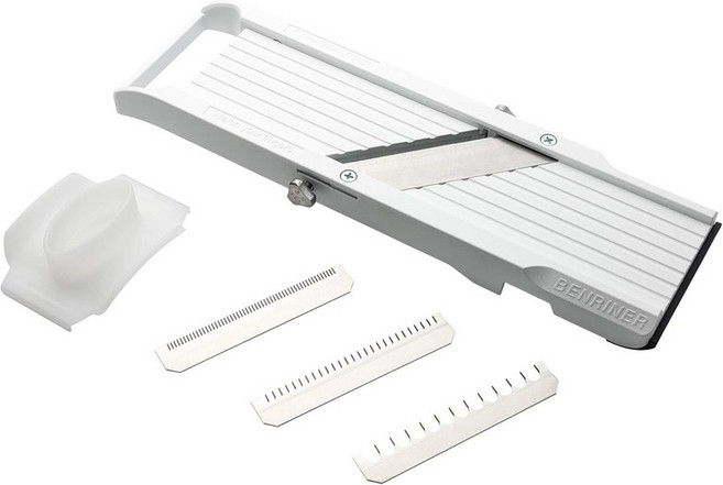 벤라이너 만돌린 슬라이서날 4개 포함 일본 스테인리스 스틸 BPA 프리 12.75 x 3.625 인치 베이지, Classic Slicer/ Beige
