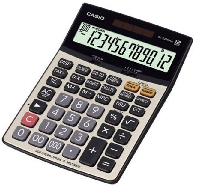 CASIO DJ-220D PLUS 計算機 大螢幕 12位數 步驟記憶 小數位 稅率 全新, 1個