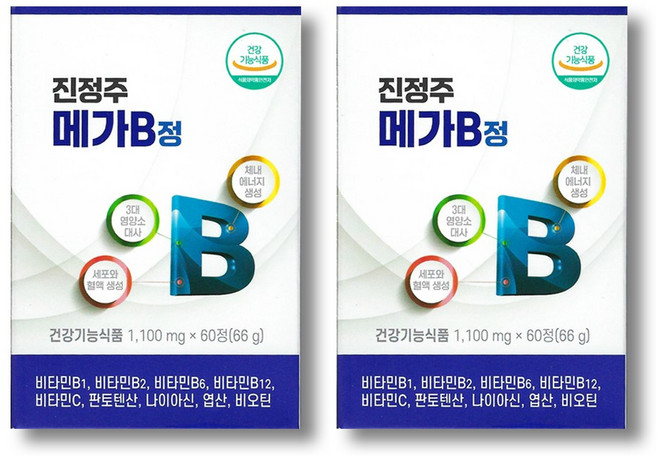 진정주 메가B 60정 1박스 활력증진 비타민B 성장기 학생 수험생 에너지, 2박스