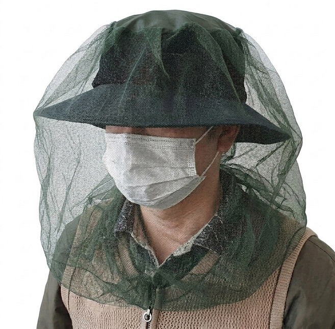 BORNLIFE 1+1 모자위에 쓰는 대형 얼굴보호 방충망 그물 머리모기장 등산낚시모기장 벌초 캠핑 농사 양봉작업 등산 모기장 모자 방충모자 모기 말벌차단 그물모기장 모자 방충망사, 67cm x 2개(1+1할인)