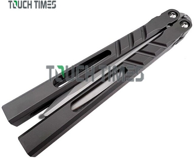 연습용 발리송 Baliplus 래치리스 채널 알파 비스트 CHAB 클론 발리송 플리퍼 나비 트레이너 나이프 EDC, 01 Gray ALT Live, 1개