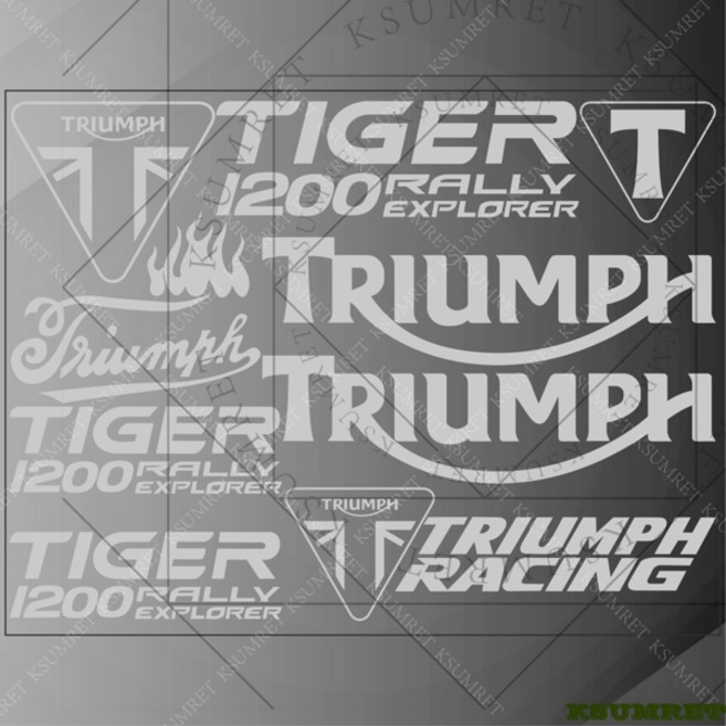 호환 Triumph TIGER 1200 RALLY EXPLORER 스티커 로고 데칼 탱크 레이싱 스티커 엠블럼 방수, [02] Silver