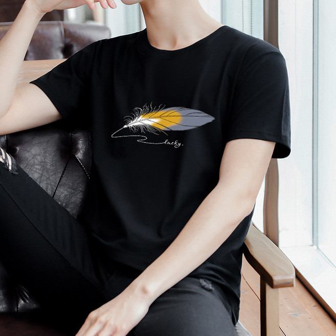 남성용 반팔 티셔츠 얇고 루즈핏 캐주얼 티셔츠 청년 남성 운동 피트니스 속건성 통기성