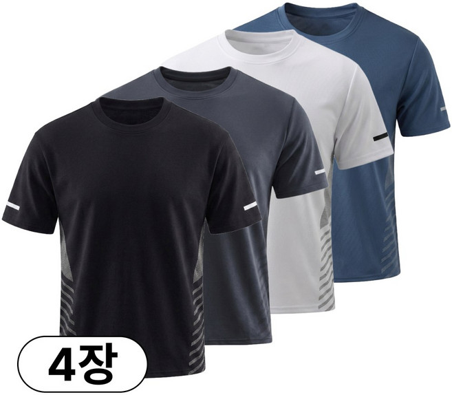 핏노블 4P세트 남자 기능성 반팔티 오버핏 쿨 티셔츠 4장
