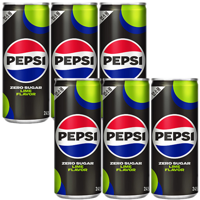 롯데칠성 펩시 제로슈거 라임 업소용콜라, 6개, 245ml