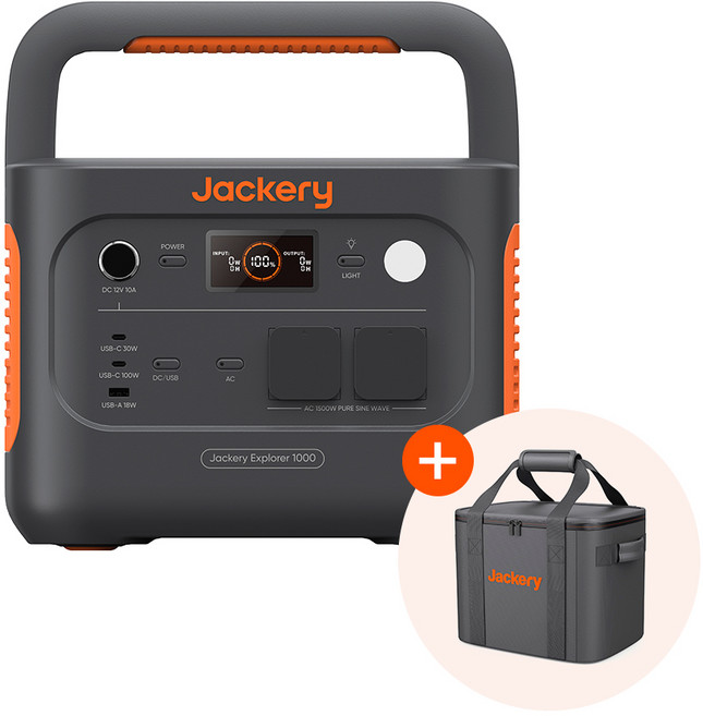 잭커리 1000v2 인산철 올인원 파워뱅크 차박 캠핑용 + M사이즈 전용가방, 블랙, JE-1000D