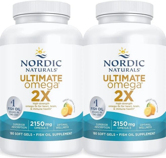 노르딕내츄럴스 얼티미트 오메가 2X 2150mg 레몬 소프트젤, 180정, 2개 - 쿠팡