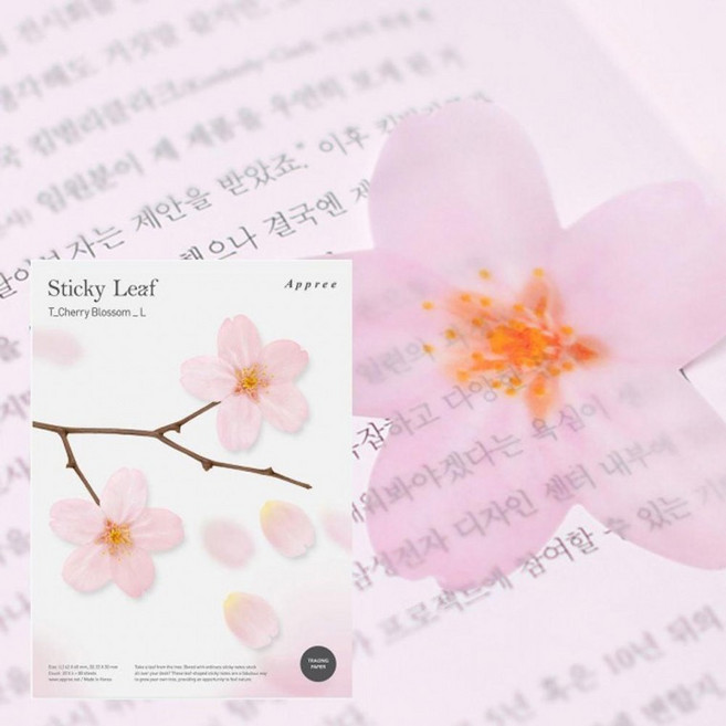 점착식 메모지 투명 벚꽃 L 핑크 80매 3P 메모장 노트, 1개, 상세페이지 참조