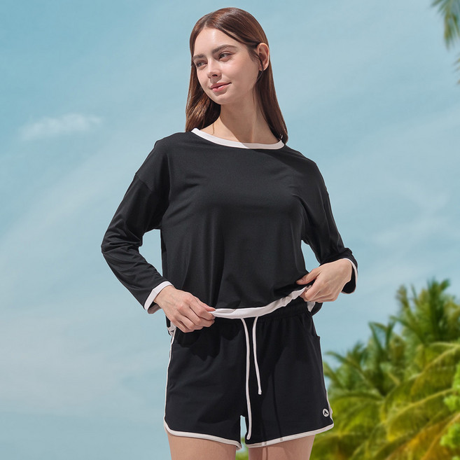 에어워크서프 여성래쉬가드세트 2피스 커버업+보드숏 YAWe5266+YAWe5118