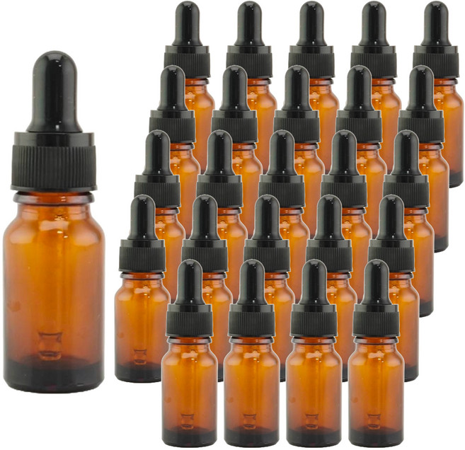 玻璃滴管瓶 10ml 一般蓋, 25個, 茶色