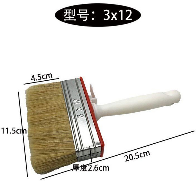 good 加大油漆刷掃灰清潔刷膠水壁紙粉牆刷塗料刷豬鬃毛刷子工業用, 1個, 3x12單個 鐵殼有生鏽買5送1