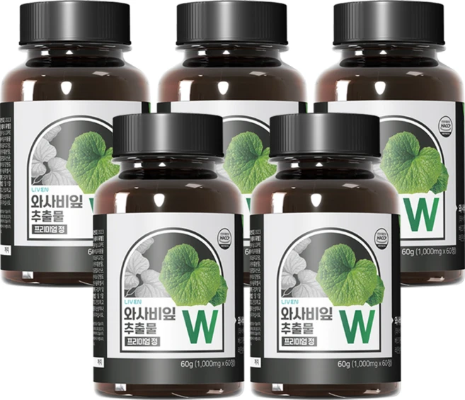 라이븐 와사비잎 추출물 W 프리미엄정(1000mg x 60정 2개월분), 5개 - 쿠팡