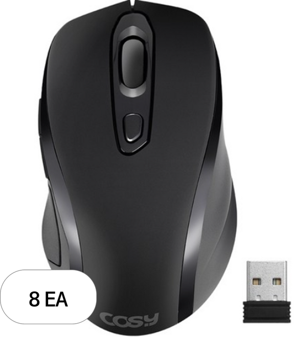 코시 디엘 무소음 6버튼 3단계 DPI 무선 마우스 M4006WL, 블랙, 8세트