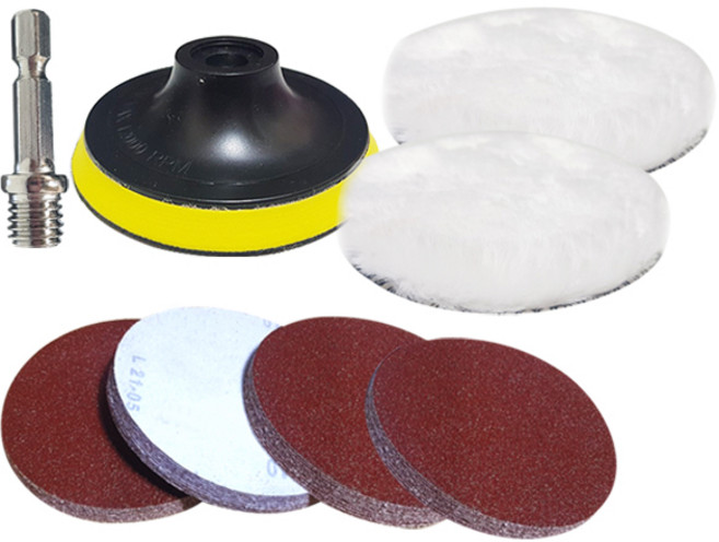 자동차 광택 기스 흠집제거 전용 사포세트 100mm 사포 20P+백업패드+육각로드+양모패드, 1개