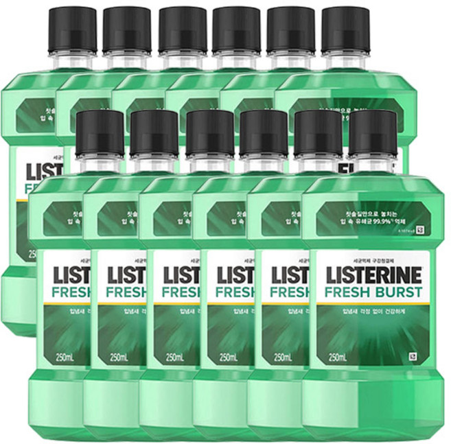 리스테린 세균억제 구강청결제 후레쉬버스트250ml, 12개