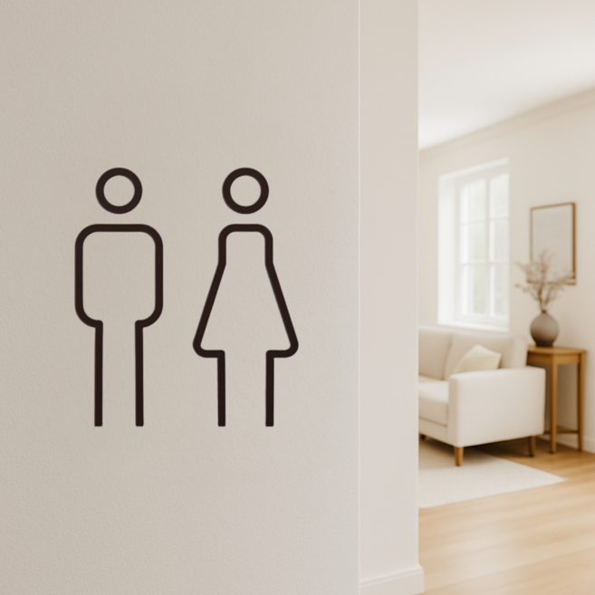 심플한 디자인 입체 아크릴 표시판 남녀 화장실 표지판, 1세트, 5.5*16