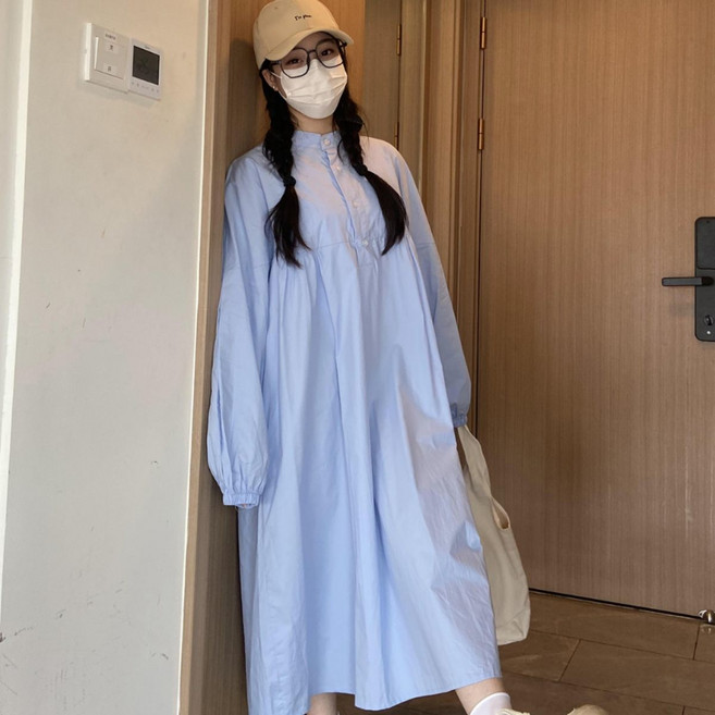 임산부 긴팔 원피스 봄 가을 빅사이즈 임부복 캐주얼 셔츠 치마 루즈핏 슬림핏 여자 원피스 SJS