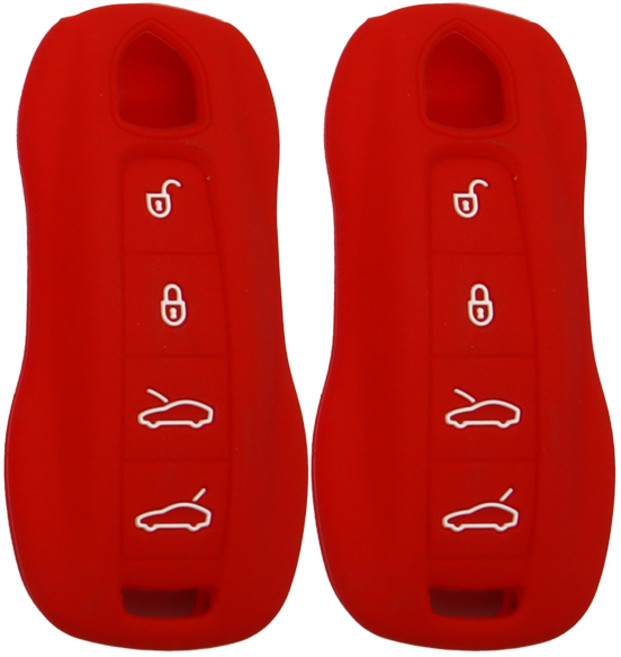 1+1 포르쉐 신형4버튼 호환가능 실리콘 스마트키케이스 키홀더, 레드, 2개