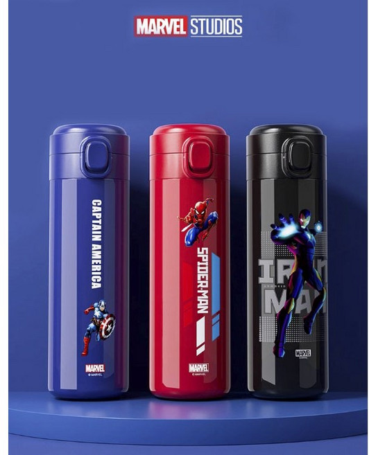 마블 캐릭터 어린이텀블러 초등학생 보온보냉물병 손잡이, 3.아이언맨, 1개