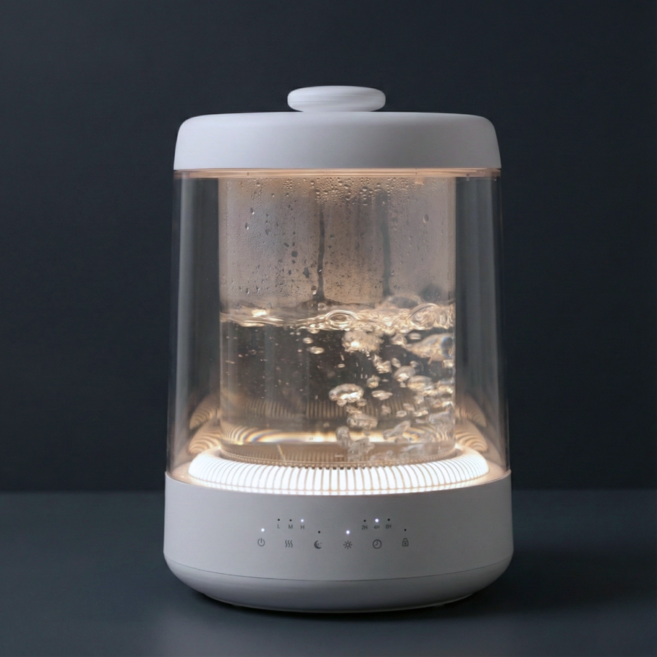 올디 유리 아기 가정용 가열식 가습기, 화이트