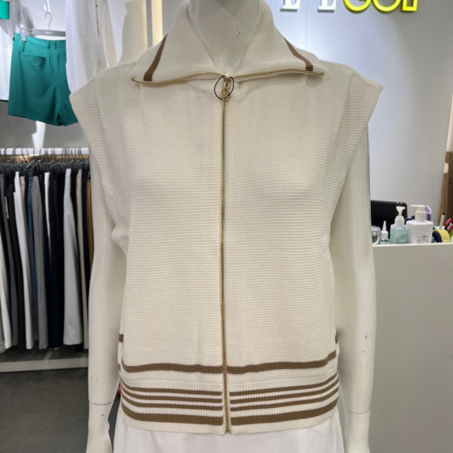 엘르골프 [2001안양점] 잔 조직 풀집업 니트 베스트