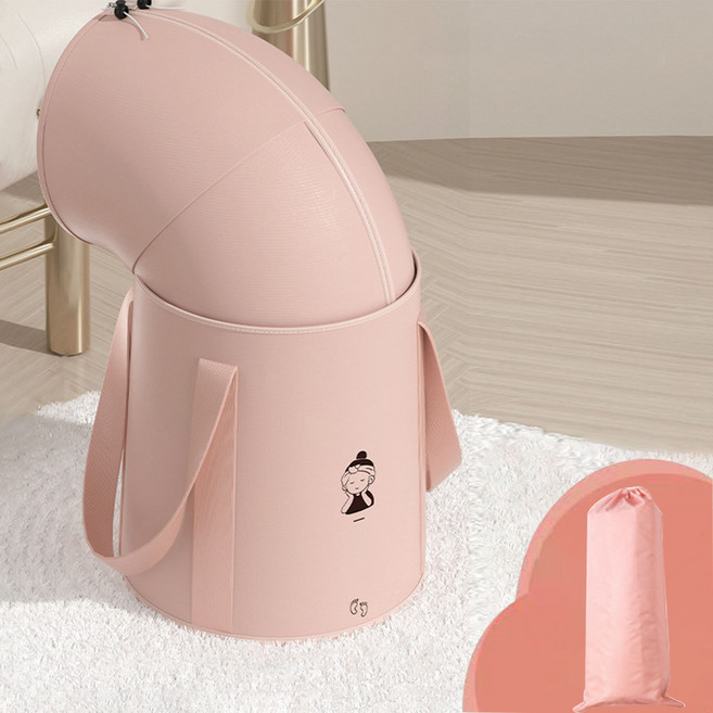 휴대용 접이식 덮개 족욕통 족욕기 종아리까지 오는 덮개형, 1개, 핑크+업그레이드 스타일