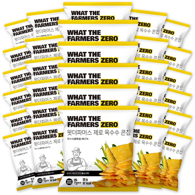 다이어터 필수품 왓더파머스 오리지널 무설탕 옥수수칩 기름 없이 열풍에 구운 건강한 저당 간식 옥수수 콘칩, 30개, 25g