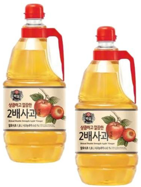 백설 2배 사과식초, 1.8L, 2개