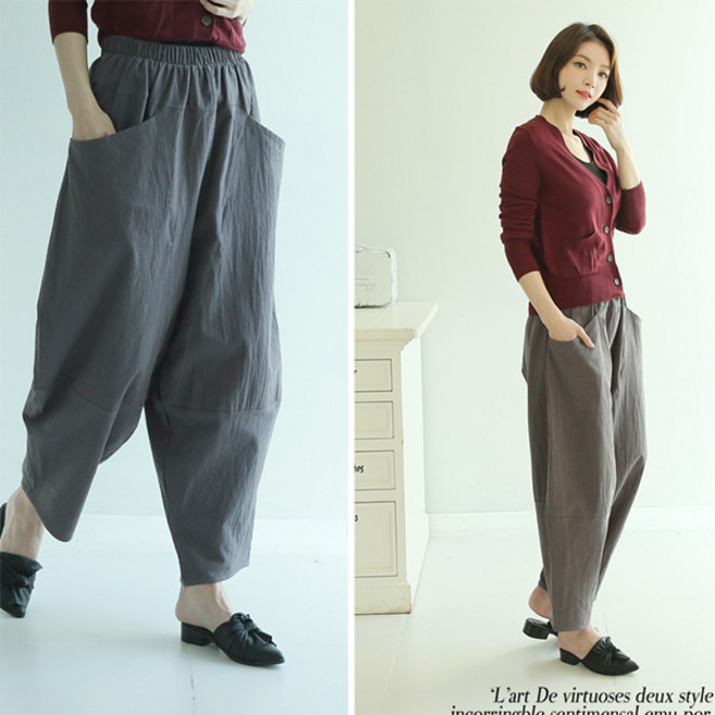 조화e 편하고 군살커버 요술항아리바지 절바지 마약바지 밴딩팬츠 배기팬츠 편한바지