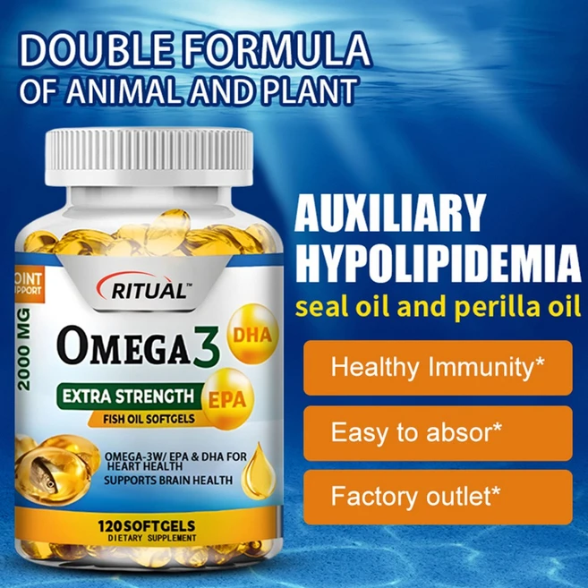 [미국 수입] 오메가-3 피쉬 오일 2000mg (EPA 360mg DHA 240mg 함유) 120캡슐/병, 2개, 120정 - 쿠팡