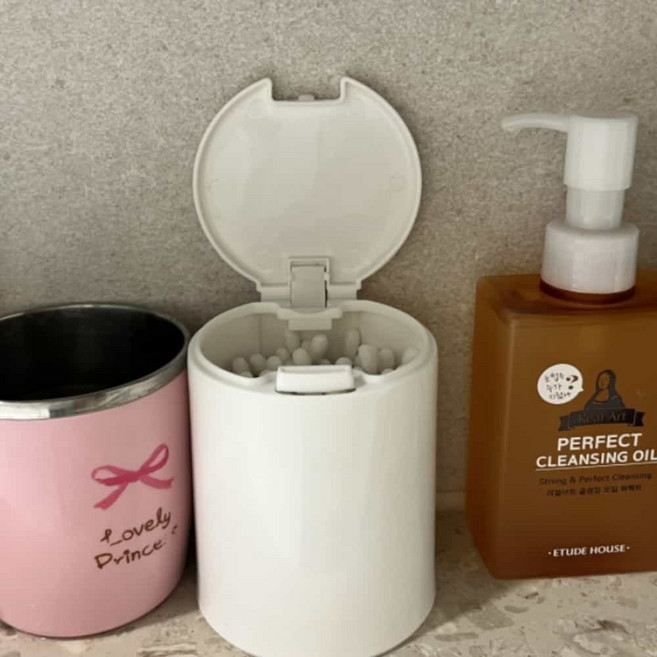 하우스픽 수납함 원형 화장솜 케이스