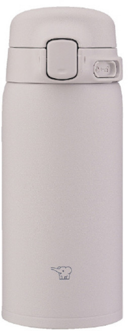 ZOJIRUSHI 象印 不鏽鋼馬克杯 輕量保溫保冷瓶 一鍵式 SU-BA36-HM, 柔和灰褐色, 360ml, 1個